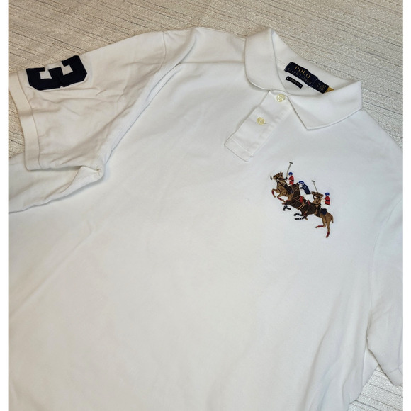Polo Ralph Lauren Men’s Three Pony Polo Shirt Buttons White Size XL Classic Fit - Picture 5 of 9